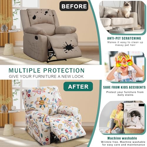 NILUOH Recliner Covers 4 Pieces Stretch Lazy Boy Recliner Chair Covers That Stay in Place, Covers for Electric Power Lift Reclining Chair, Washable Furniture Protector for Pet, Kids, Living Room - Image 4