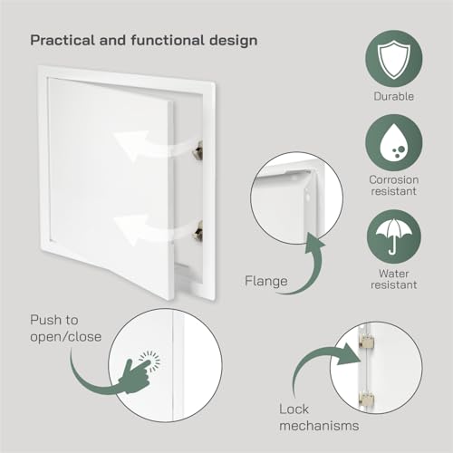 Vent Systems 12'' x 12'' Inch White Metal Access Panel with Click Function - Easy Access Doors - Access Panel for Drywall, Wall, Electrical and Plumbing Service Door - Image 4