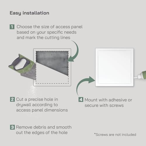 Vent Systems 12'' x 12'' Inch White Metal Access Panel with Click Function - Easy Access Doors - Access Panel for Drywall, Wall, Electrical and Plumbing Service Door - Image 5