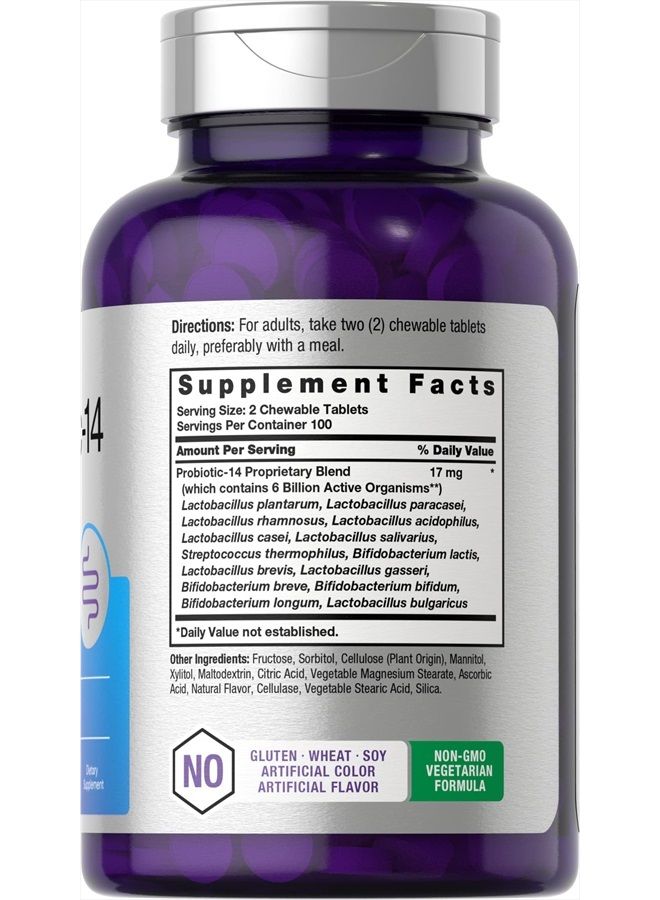 Horbäach Chewable Probiotics 6 Billion CFUs | 200 Tablets | 14 Probiotic Strains | Vegetarian, Non-GMO & Gluten Free Supplement | by Horbaach - Image 2