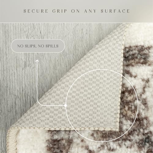 Maples Rugs Distressed Tapestry Vintage Non Slip Runner Rug for Hallway Entry Way Floor Carpet [Made in USA], 2 x 6, Neutral - Image 5