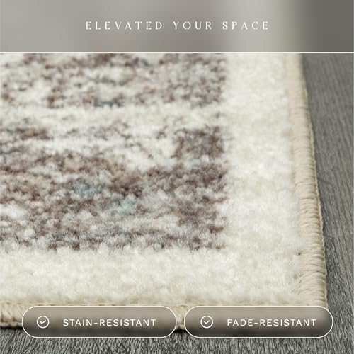 Maples Rugs Distressed Tapestry Vintage Non Slip Runner Rug for Hallway Entry Way Floor Carpet [Made in USA], 2 x 6, Neutral - Image 4