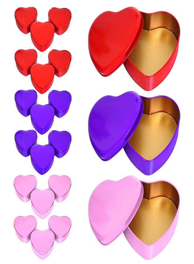 آربينشيا علبة علب على شكل قلب من Rbenxia، عبوة من 18 علبة، علب فارغة على شكل قلب مع غطاء، 4.72 بوصة × 4.33 بوصة، مثالية لصنع الحلوى والبسكويت والشموع، كهدية عيد الحب أو توزيعات الحفلات (18 علبة، أحمر + وردي + بنفسجي، 4.7 بوصة × 4.3 بوصة). - Image 1