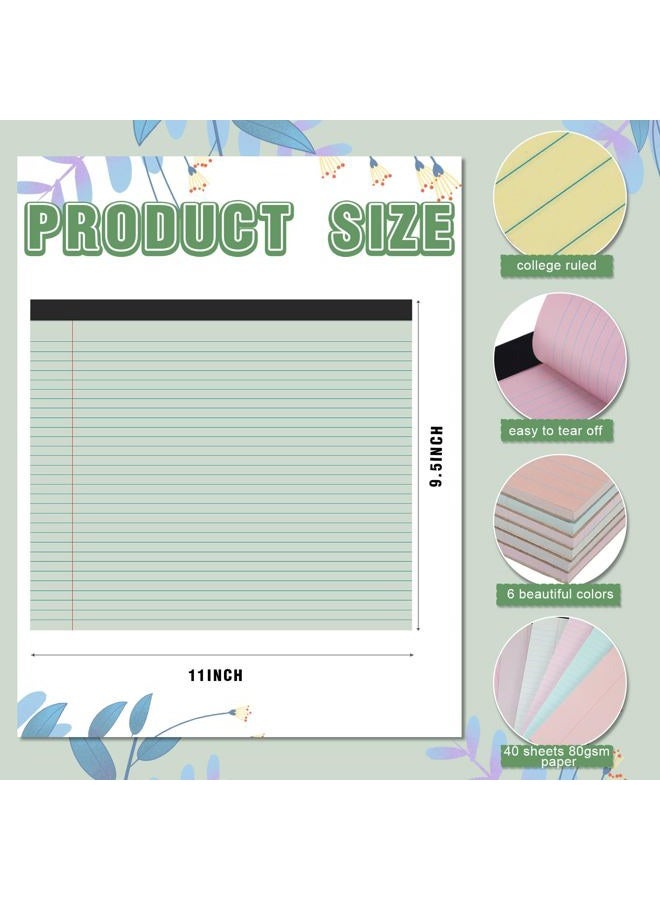 Lincia 11" x 9.5" Legal Pads College Ruled Notepad Landscape Notebook Horizontal Lined Notebook 80 Gsm Assorted Colors Paper Pastel Writing Pads for School Office, 40 Sheet(Boho Color,6 Pads) - Image 2