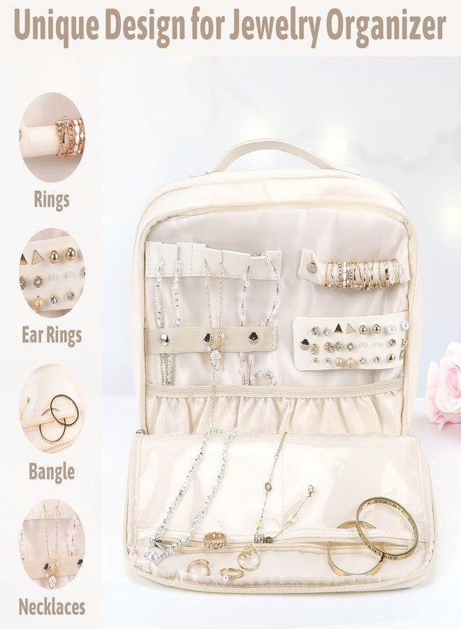 YOPCDJ PU Leather Waterproof Travel Toiletry Bag with Jewelry Organizer, Hanging Travel Bag for Toiletries,Cosmetic Bags for Women Toiletries Organizer with 4 Compartments Portable Travel Essentials - Image 4