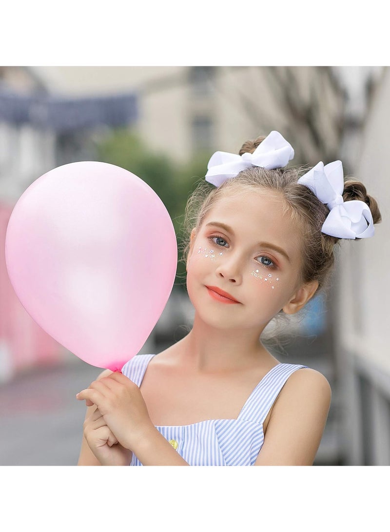 STAR BEJA 16 PCS 4" Hand-made Hair Bow Grosgrain Ribbon Solid Color Hair Bow Alligator Clips Hair Accessories for Little Teen Toddler Girls -White - Image 3
