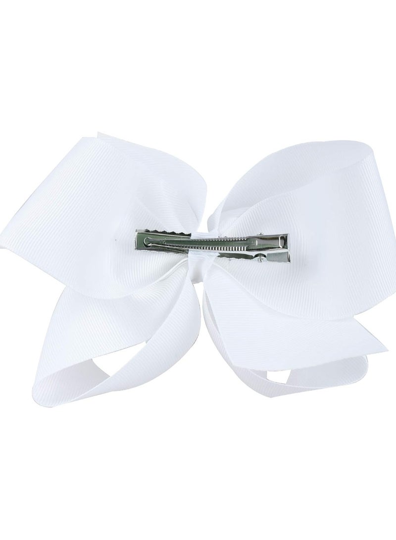 STAR BEJA 16 PCS 4" Hand-made Hair Bow Grosgrain Ribbon Solid Color Hair Bow Alligator Clips Hair Accessories for Little Teen Toddler Girls -White - Image 5