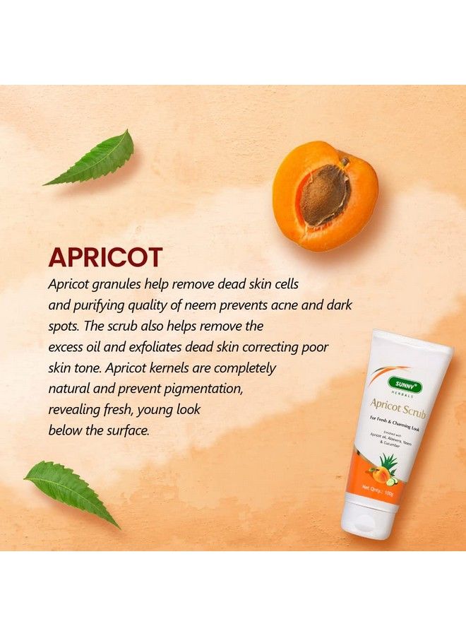 Sunny Apricot Scrub With Essential Oils Neem & Aloevera Extract ; Exfoliates & Removes Black White & Dead Cells ; Deeply Cleanses Unclogs Pores Removes Impurities & Excess Oil ; 100Gm - Image 5