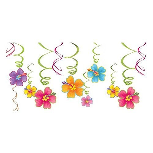 Festiko®Luau Party Hanging Swirl Decorating Kit 12 pcs, Multi Color, Assorted Sizes - Image 3