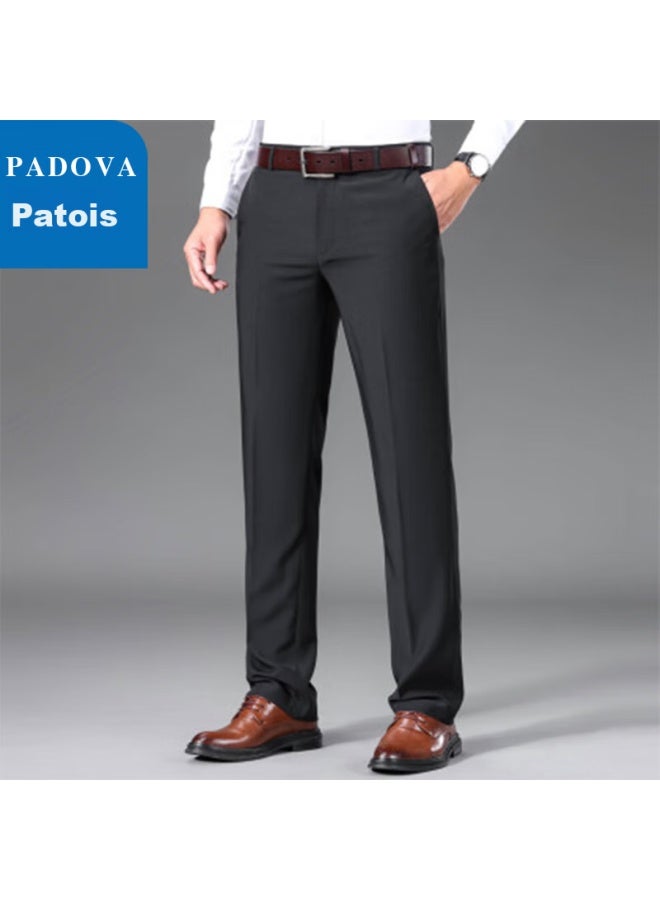 Patova Patuowa Men's Straight-leg Loose Casual Pants, Business Workwear, Versatile Simple Formal Dress Pants, Black, Size 40 - Image 5