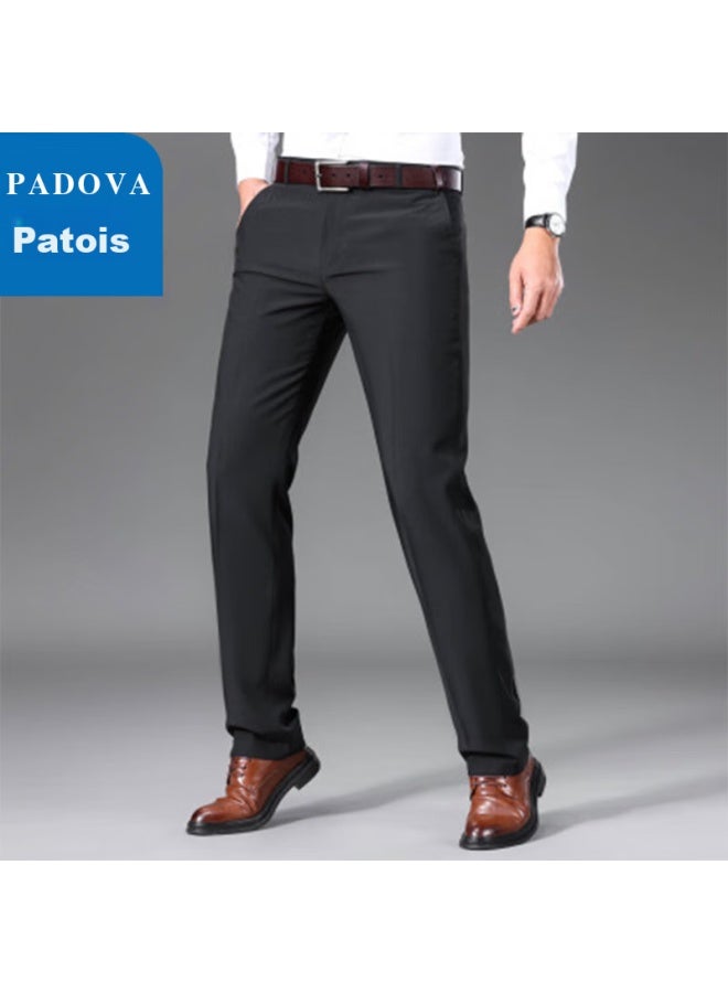 Patova Patuowa Men's Straight-leg Loose Casual Pants, Business Workwear, Versatile Simple Formal Dress Pants, Black, Size 40 - Image 3