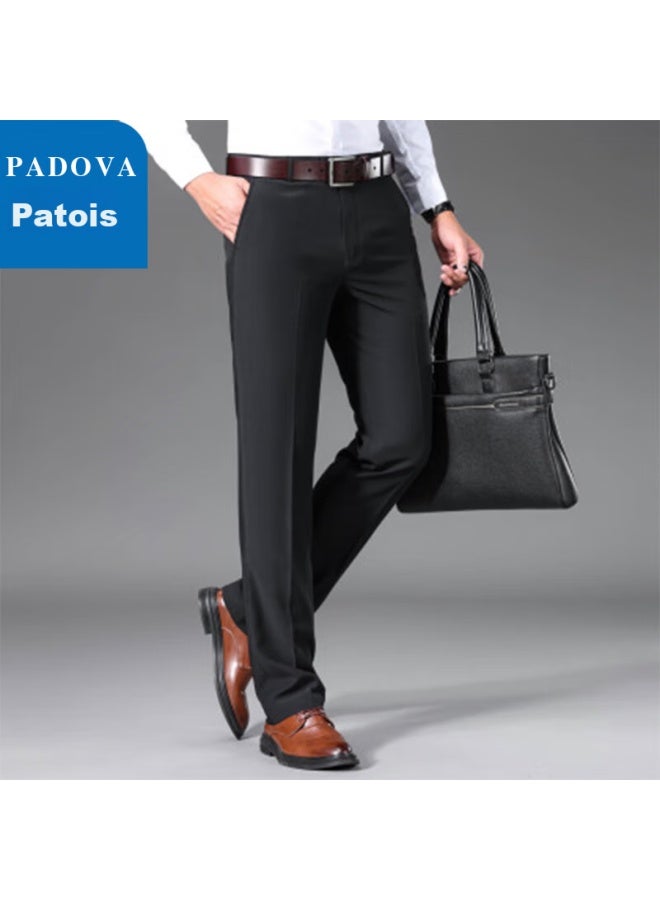 Patova Patuowa Men's Straight-leg Loose Casual Pants, Business Workwear, Versatile Simple Formal Dress Pants, Black, Size 40 - Image 1