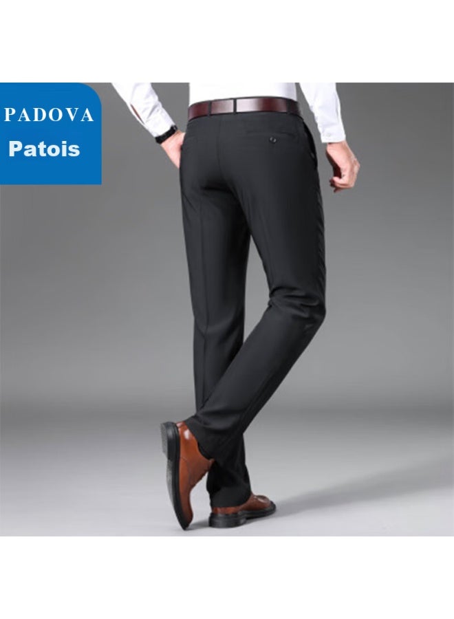 Patova Patuowa Men's Straight-leg Loose Casual Pants, Business Workwear, Versatile Simple Formal Dress Pants, Black, Size 40 - Image 4