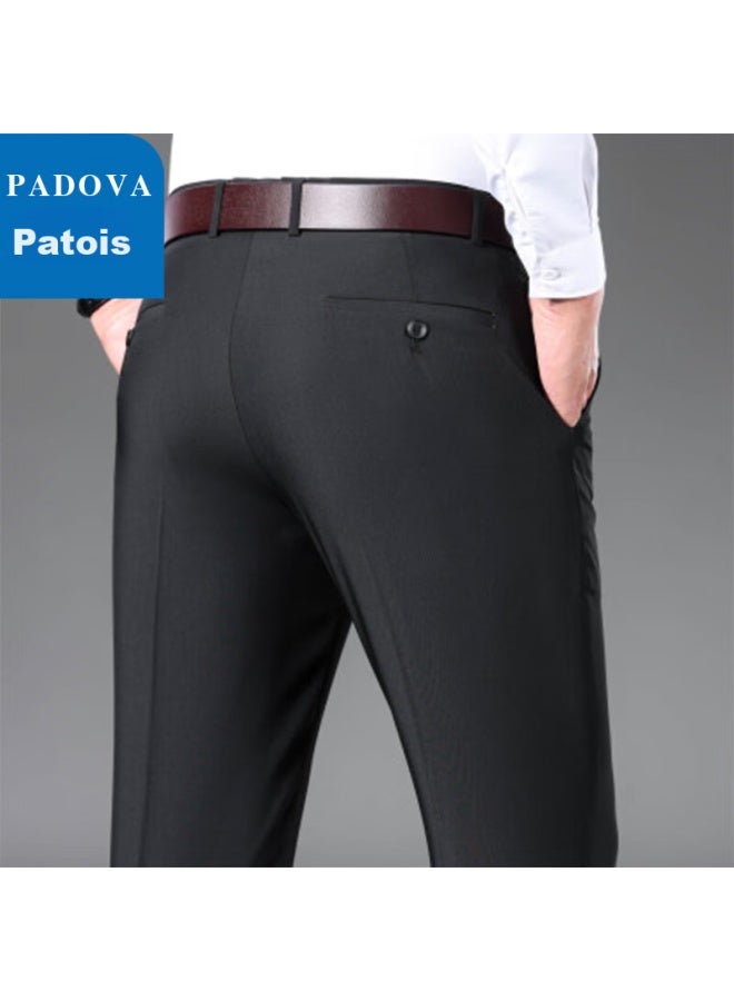 Patova Patuowa Men's Straight-leg Loose Casual Pants, Business Workwear, Versatile Simple Formal Dress Pants, Black, Size 40 - Image 2