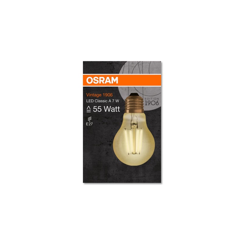 OSRAM Osram Retro Style LED Light Bulb 1906 E27 Pear Filament Gold 7W 725Lm – 825 Extra Warm White – Retro Style Lighting Solution - Image 2