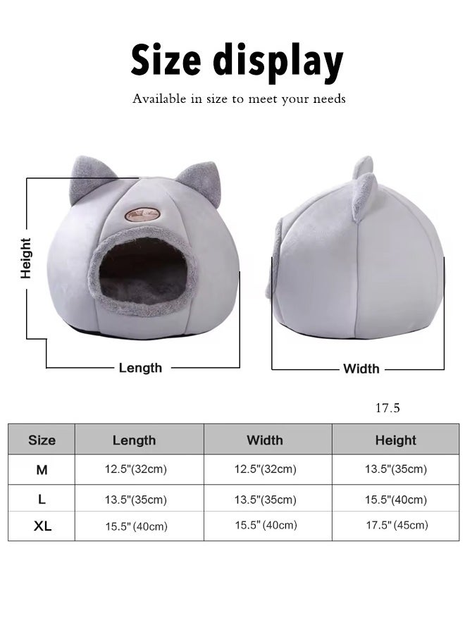Generic Warm Cat Bed Winter Soft Comfortable Pet Nest Indoor Semi-Enclosed Pet Cat Dog Sleeping Tent House Cave Cat Cave Bed Pet Nest Cat House Indoor  - Image 2