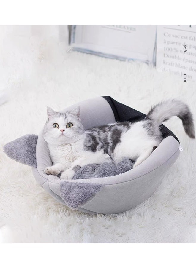 Generic Warm Cat Bed Winter Soft Comfortable Pet Nest Indoor Semi-Enclosed Pet Cat Dog Sleeping Tent House Cave Cat Cave Bed Pet Nest Cat House Indoor  - Image 3