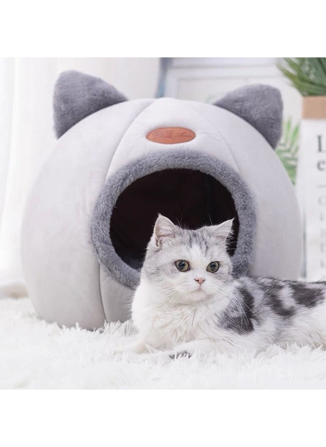Generic Warm Cat Bed Winter Soft Comfortable Pet Nest Indoor Semi-Enclosed Pet Cat Dog Sleeping Tent House Cave Cat Cave Bed Pet Nest Cat House Indoor  - Image 4