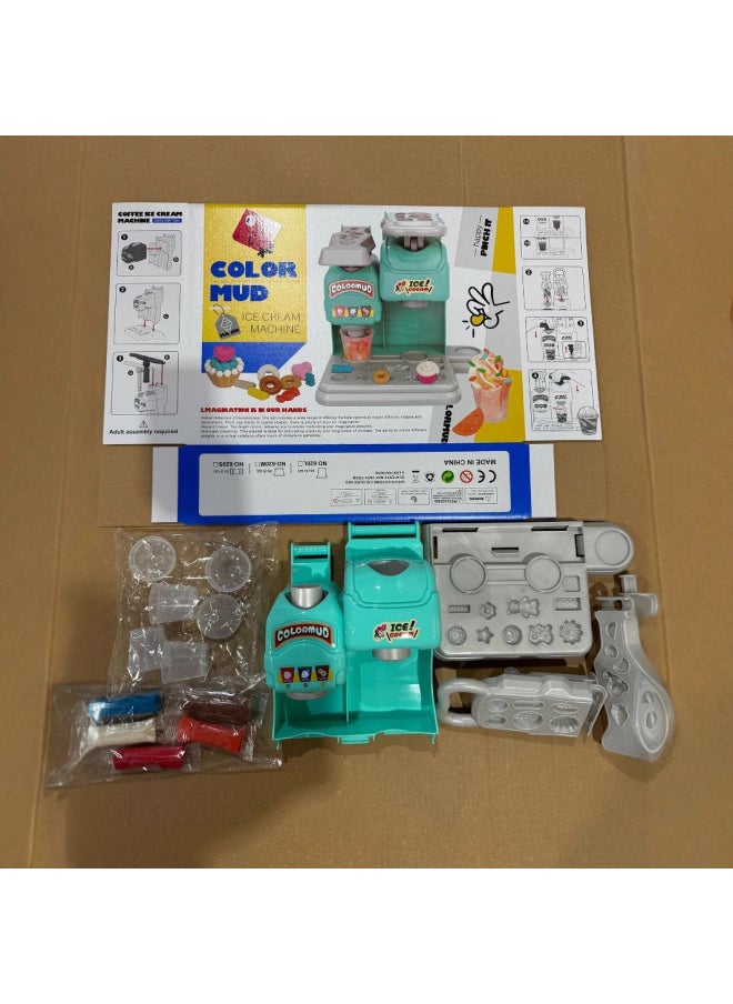 Generic - Children's Simulation Color Mud Ice Cream Machine Toys Puzzle Early Education Color Mud Handmade Play House Toys-Color:Sky Blue-Specifications:Cj- 4528859 Color Clay Coffee Machine - Image 1