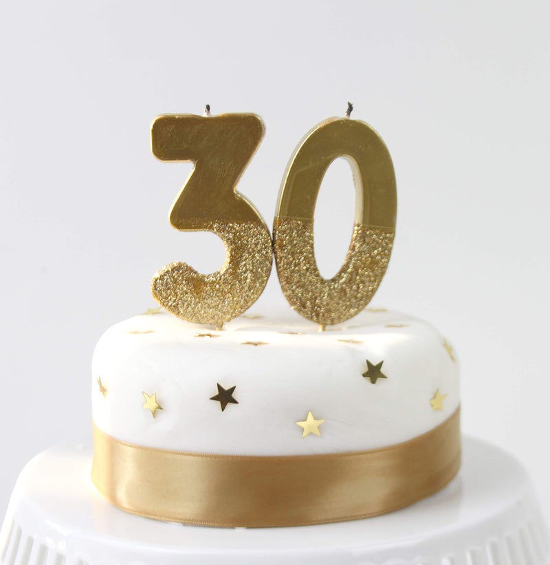 Talking Tables Gold Glitter Number 3 Candle-Premium Quality Cake Topper Decoration Pretty, Sparkly For Kids, Adults, 30th Birthday Party, Anniversary, Milestone, Height 8cm, 3" - Image 3