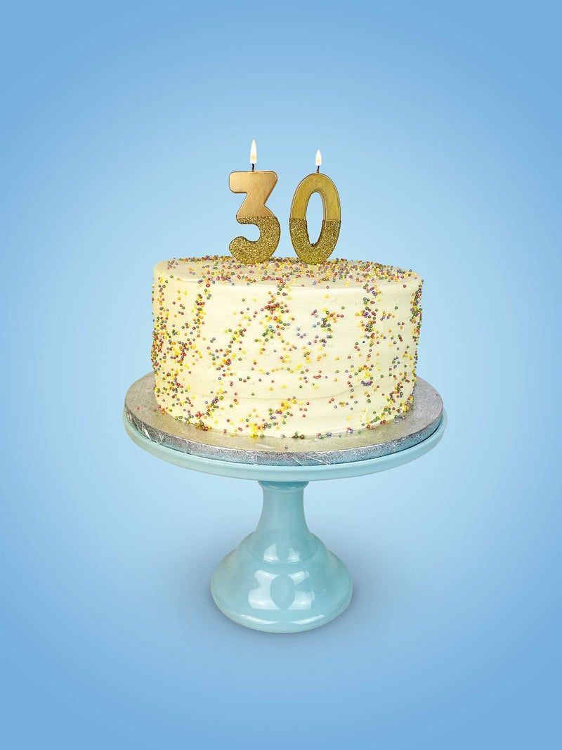 Talking Tables Gold Glitter Number 3 Candle-Premium Quality Cake Topper Decoration Pretty, Sparkly For Kids, Adults, 30th Birthday Party, Anniversary, Milestone, Height 8cm, 3" - Image 5