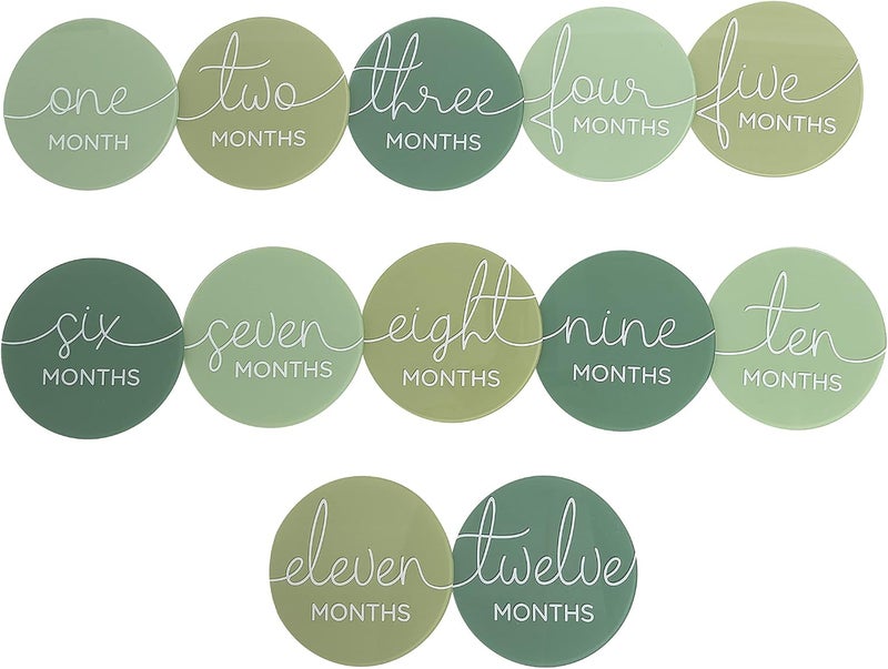 Al Raied ARS® Acrylic Monthly Milestone Photo Cards - Baby’s First Year Photo Prop Discs - Image 1