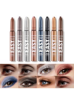 Jolilab Eyeshadow Stick Set, 8 Colors Matte Professional Bright-Colored Contouring And Highlight Eyeshadow Stick, Cream Eyeshadow Waterproof Long Lasting High Pigmented Eye Shadow (8, Set F)  - Image 2