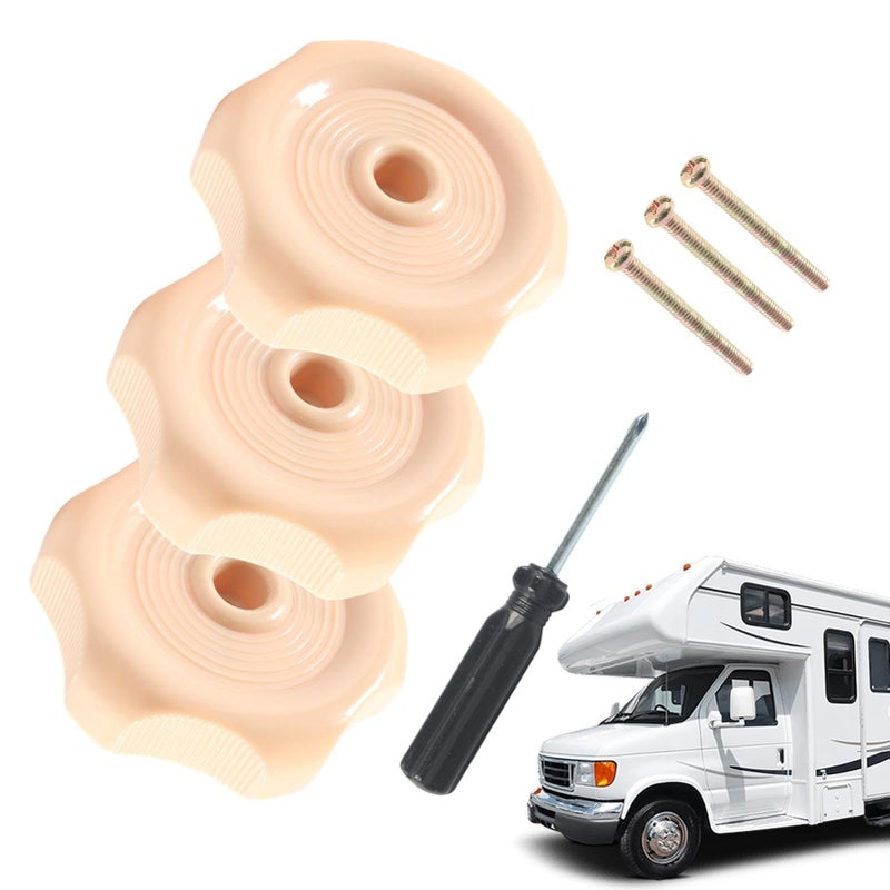 RV Vent Knob 1 Inch Shaft Trailer Vent Latch Knob 2 1 4 Inch Diameter 3 Pack Coffee Color Interior Replacement Parts with Screw - Image 2