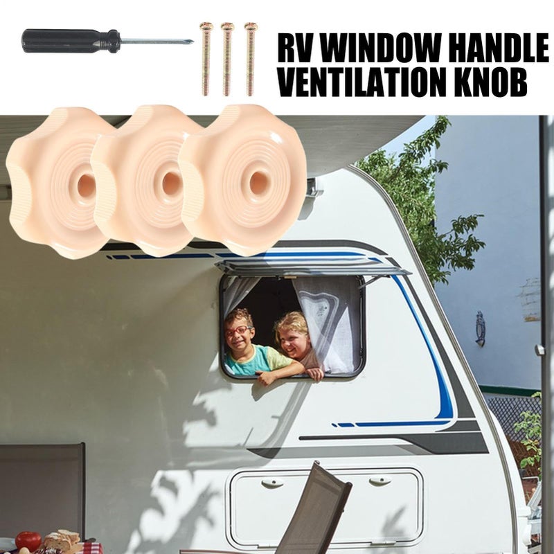 RV Vent Knob 1 Inch Shaft Trailer Vent Latch Knob 2 1 4 Inch Diameter 3 Pack Coffee Color Interior Replacement Parts with Screw - Image 3