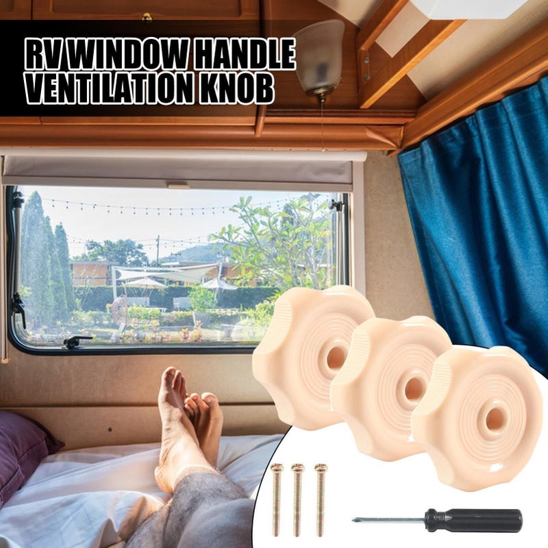 RV Vent Knob 1 Inch Shaft Trailer Vent Latch Knob 2 1 4 Inch Diameter 3 Pack Coffee Color Interior Replacement Parts with Screw - Image 4