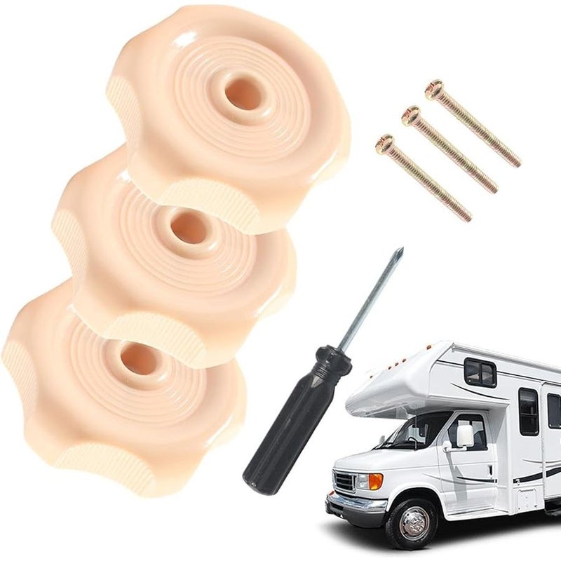 RV Vent Knob 1 Inch Shaft Trailer Vent Latch Knob 2 1 4 Inch Diameter 3 Pack Coffee Color Interior Replacement Parts with Screw - Image 1
