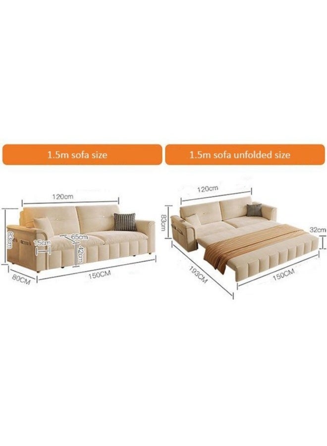 AWD Multifunctional Pull-Out Sofa Bed Foldable Convertible Living Room Sofa with Recliner Retractable Bed Storage Box and Side Pockets Durable Comfort Couch Dark Gray 150 cm Outside Size - Image 2