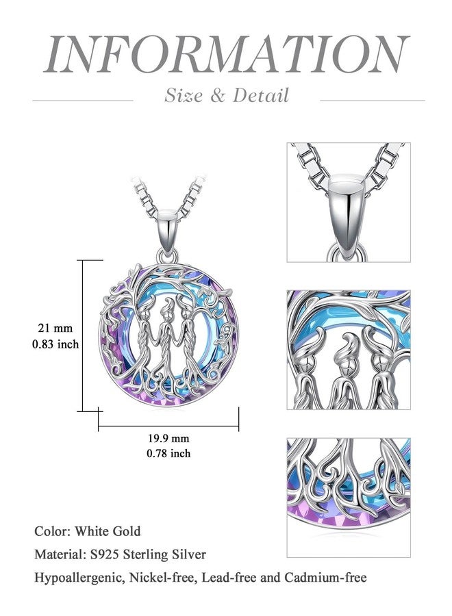 JKR Sister Gifts for Sister Tree of Life Necklace 3 Sisters Crystal Pendant - Image 4