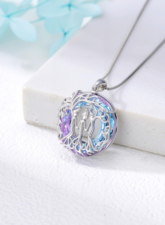 JKR Sister Gifts for Sister Tree of Life Necklace 3 Sisters Crystal Pendant - Image 2