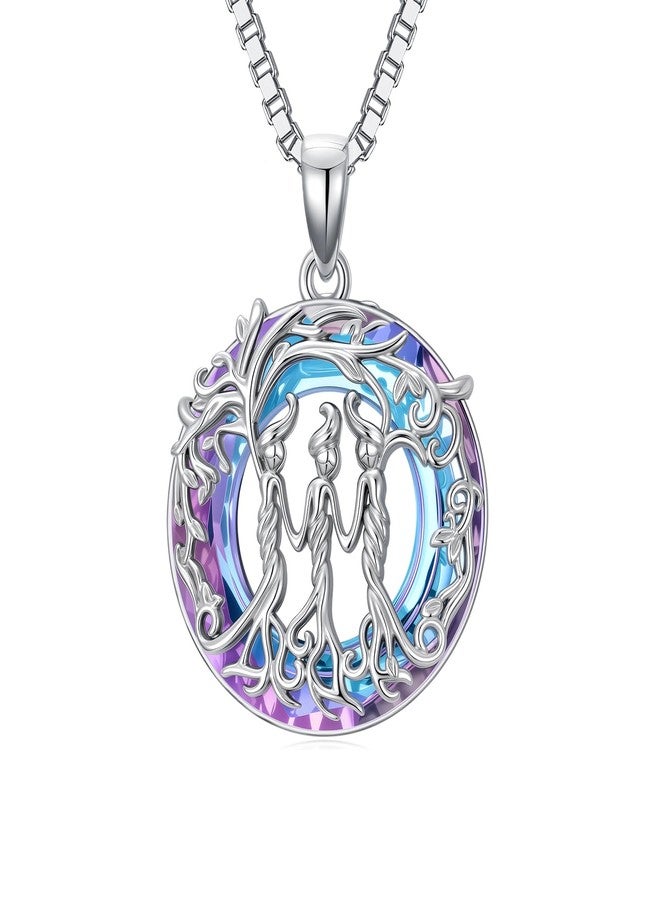 JKR Sister Gifts for Sister Tree of Life Necklace 3 Sisters Crystal Pendant - Image 1