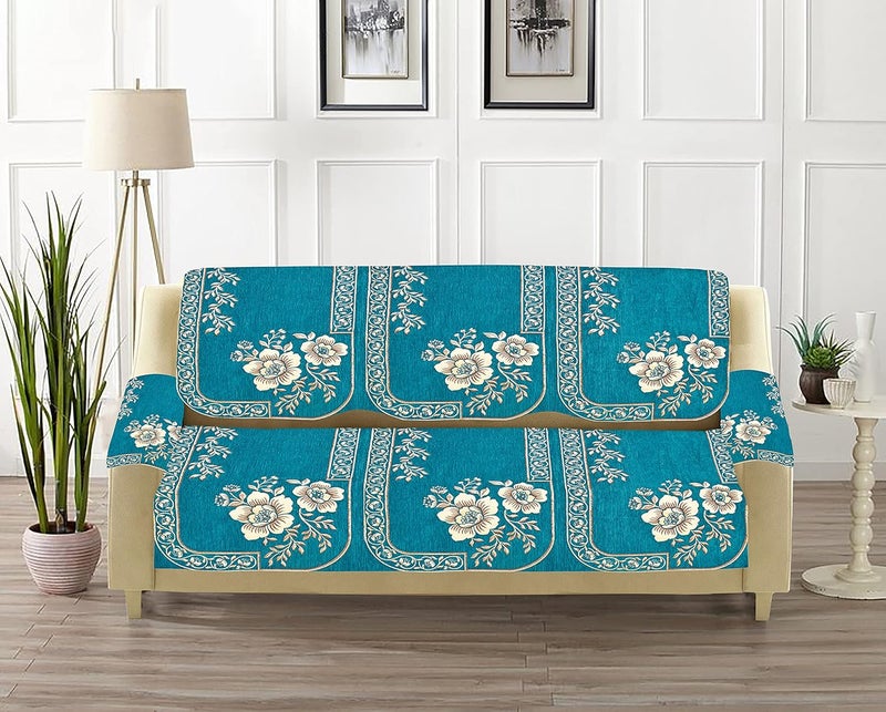Dazzling DECOR Velvet Sofa Cover with Arm Cover and Cushion Covers Set of 5 Seater Sofa Covers 3 Seater and 2 Seater Full Cover Set for Couch Seat Heavy Fabric Sofa Slip Protector 201_Aqua - Image 3