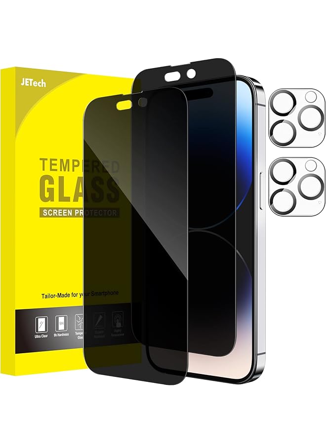 جي تيك واقي شاشة بتغطية كاملة للخصوصية لهاتف Iphone 14 Pro Max مقاس 6.7 بوصة مع واقي عدسة الكاميرا من الزجاج المقوى المضاد للتجسس، عبوتان لكل منهما - Image 1