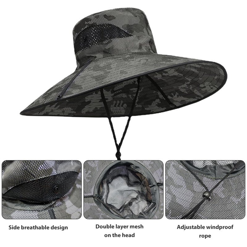 GUSTAVE ® Hat for Men, UPF50+ Extra Wide Brim Bucket Hat - Breathable & Adjustable Sun Hat with Flip-Up Design, for Men & Women - Ideal for Fishing, Hiking & Beach Trips, Camouflage - Image 2