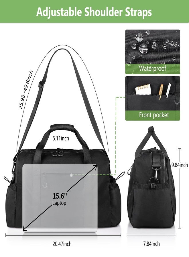 FOREGOER Weekender Travel Bag with Laptop Compartment 26L, 20×10×8 Personal Item Duffle Bag, Waterproof Nylon Carry-On Overnight Travel Bag for women men, Hospital Bag for Labor and Delivery(Black) - Image 4