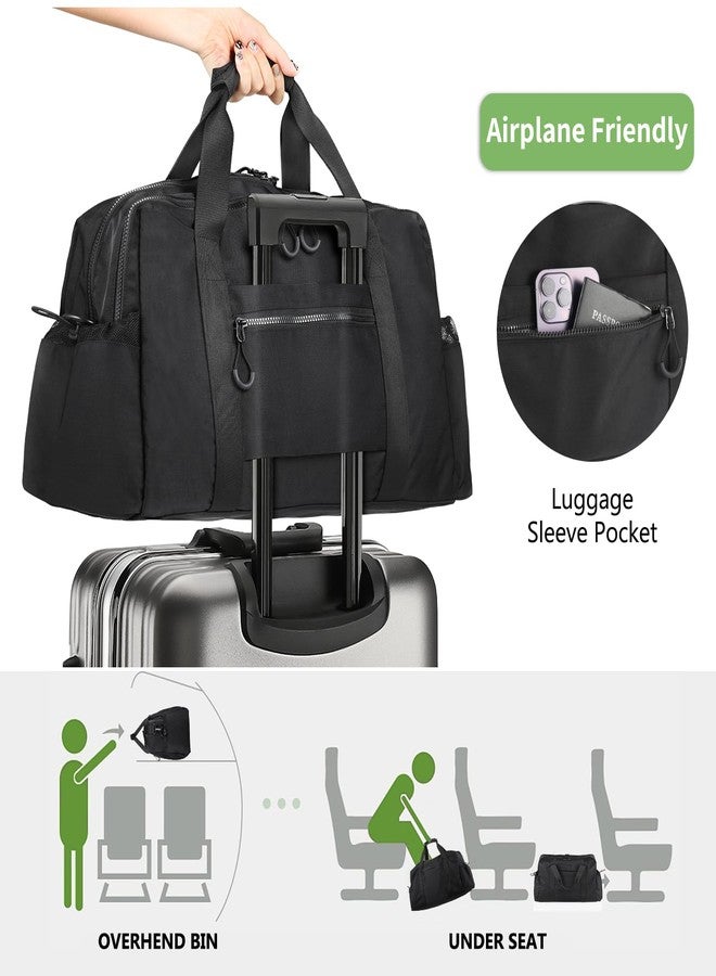 FOREGOER Weekender Travel Bag with Laptop Compartment 26L, 20×10×8 Personal Item Duffle Bag, Waterproof Nylon Carry-On Overnight Travel Bag for women men, Hospital Bag for Labor and Delivery(Black) - Image 5