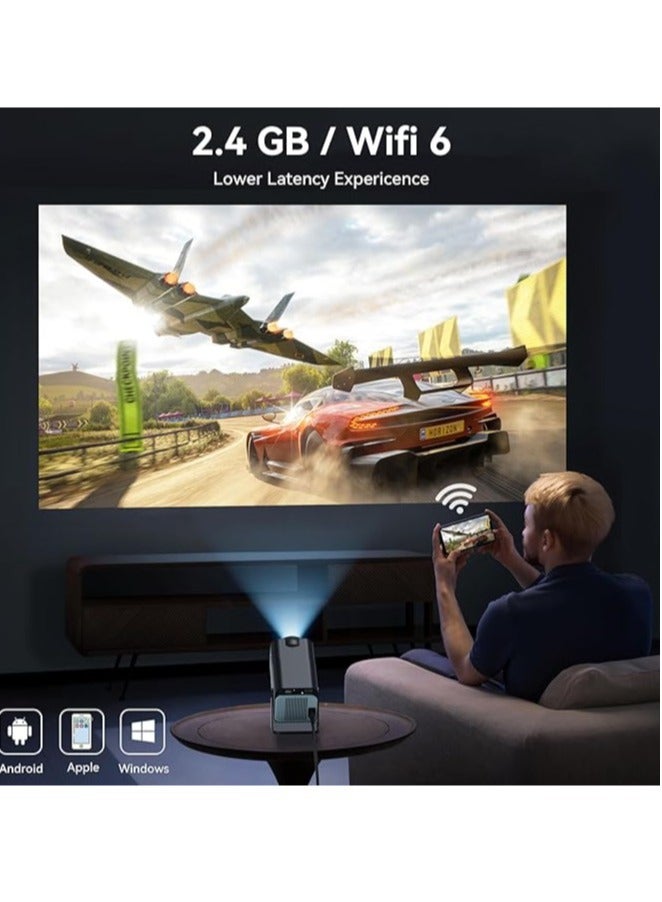 "Smart Mini Projector: 1080P Native Resolution, 4K Supported, 300 ANSI Lumens, WiFi 6"  - Image 2