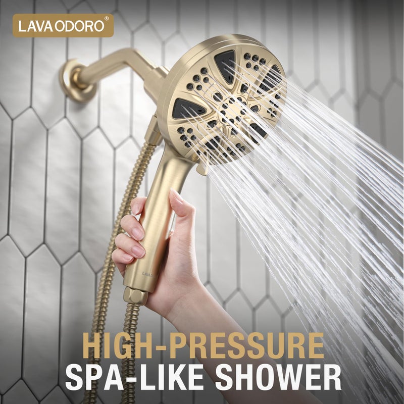 LAVA ODORO Handheld Shower Head with Magnetic Docking System, 10-Function High Pressure Detachable Shower Head, 5-inch Showerhead with 72 Inch Hose, Remote Dock, Brushed Nickel, SH180-BN-D - Image 4