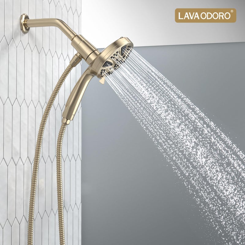 LAVA ODORO Handheld Shower Head with Magnetic Docking System, 10-Function High Pressure Detachable Shower Head, 5-inch Showerhead with 72 Inch Hose, Remote Dock, Brushed Nickel, SH180-BN-D - Image 2