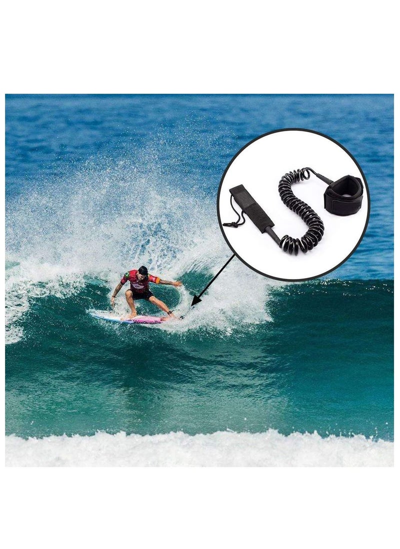 Y&D - Leash Coiled 10 Strong 7mm Cord, Comfortable Padded Neoprene Ankle Cuff Stand up Paddle Board with Double Swivels Anti-rust, Flexible Surfboard - Image 1