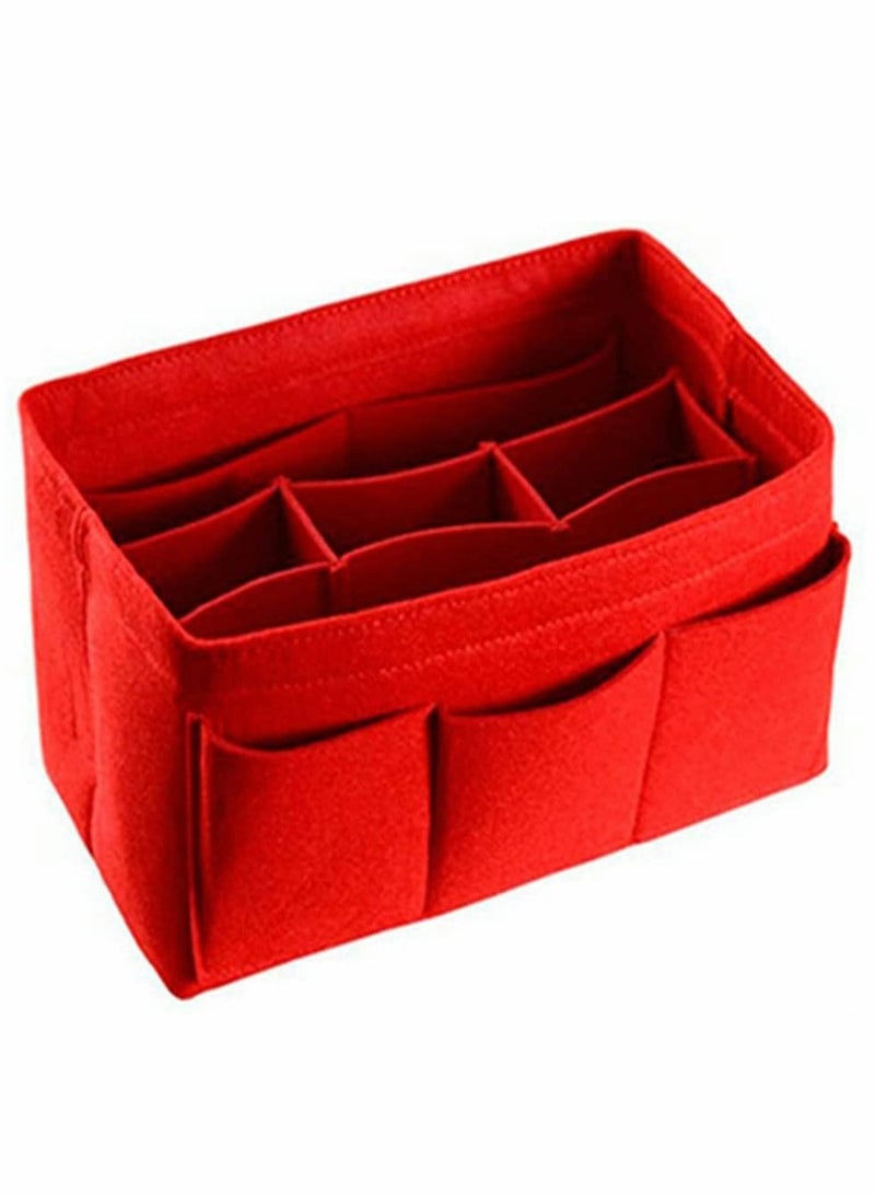 Purse Organizer Insert Women Felt Bag Organizer Insert Multi-Pocket Bag in Bag for Womens Handbag Travel Tote Hobo Bag Storage Purse Liner Divider for Any Brand Tote Red L Size - Image 1