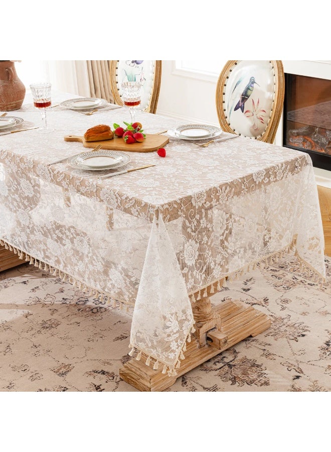 Rustic Boho Wedding Bridal Shower Party Decorations Rectangle Overlay Long Vintage Embroidered Reception Table Cloth Decor - Image 5