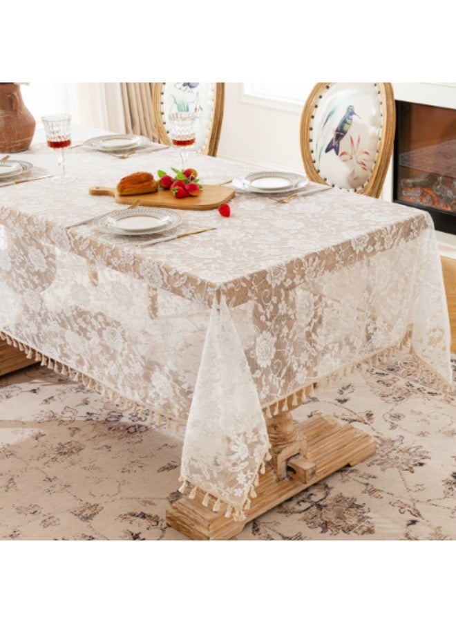 Rustic Boho Wedding Bridal Shower Party Decorations Rectangle Overlay Long Vintage Embroidered Reception Table Cloth Decor - Image 1