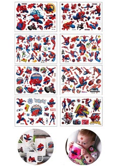 8 Pcs Spider man Temporary Tattoos Sticker Set, Superhero Avengers Temporary Fake Tattoos for Boys, Cute Spider Cartoon Birthday Party Supplies Decoration, Game Activities Reward Gifts Party Favors