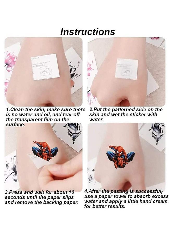 Generic - 8 Pcs Spider man Temporary Tattoos Sticker Set, Superhero Avengers Temporary Fake Tattoos for Boys, Cute Spider Cartoon Birthday Party Supplies Decoration, Game Activities Reward Gifts Party Favors - Image 1