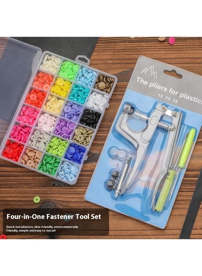 Complete Plastic Snaps Hand-held Pliers Tool Installs No-Sew on Snap Fastener Press Attacher Punch  - Image 1